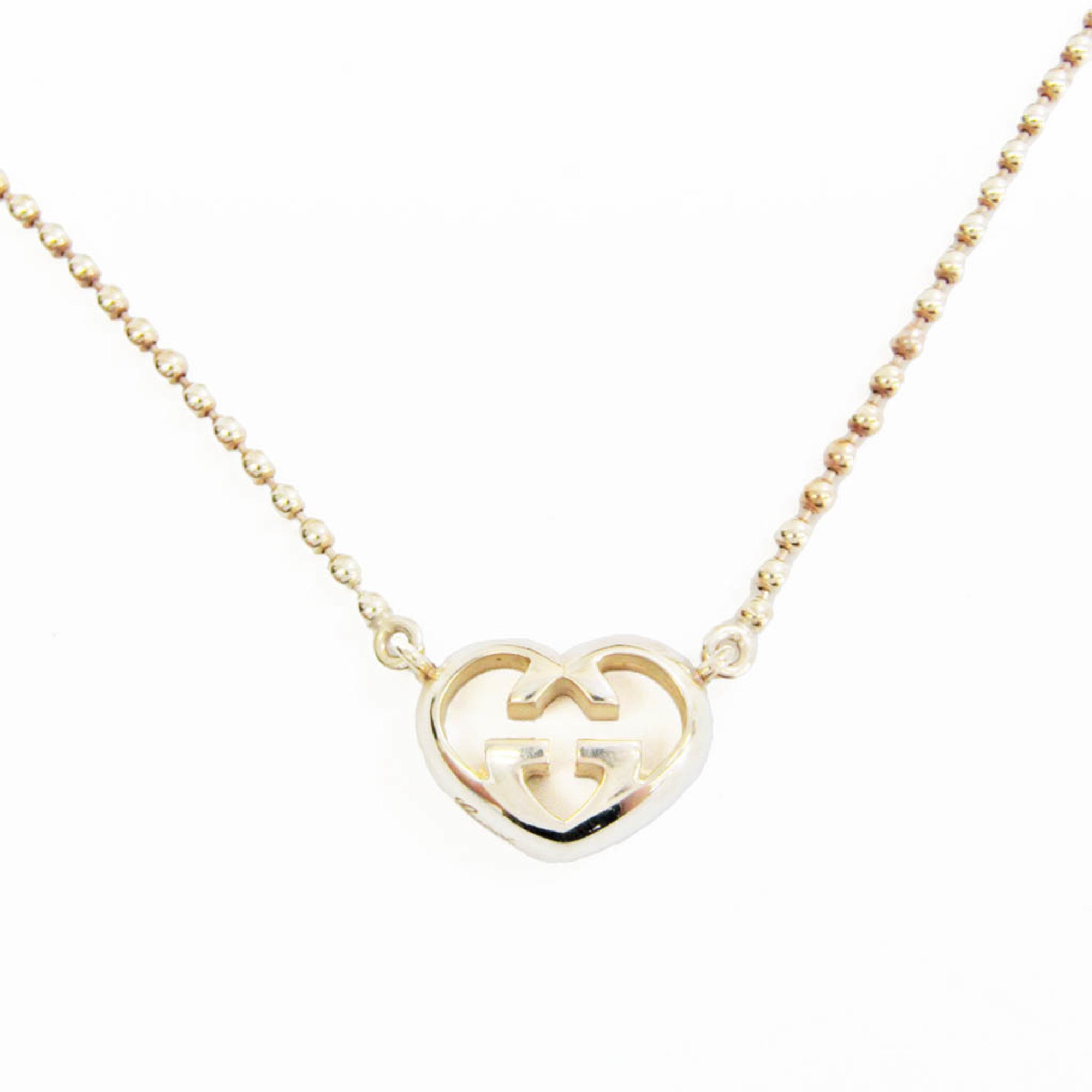 Gucci Double G Heart Motif Silver 925 Women's Pendant Necklace [Silver]